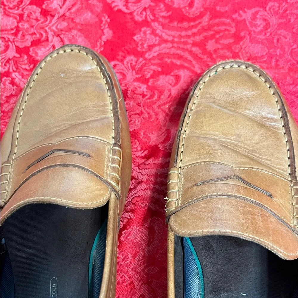 Rockport Men's Tan Leather Penny Loafers Size 12W Wide Slip On Comfort Dress